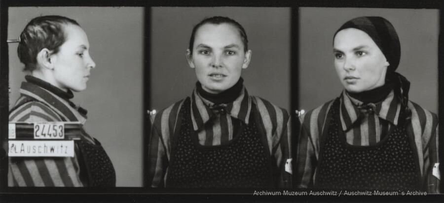 A mugshot of Bela Hazan in Auschwitz that was taken on November 14, 1942 