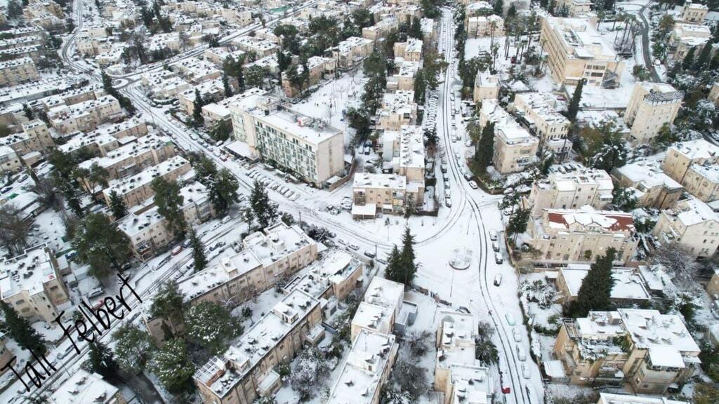 ירושלים התעוררה לבוקר לבן. ירושלים ממעוף הציפור