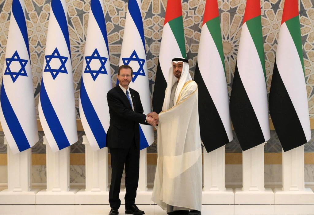 President Isaac Herzog meets with Abu Dhabi's Crown Prince Sheikh Mohammed bin Zayed al-Nahyan in Abu Dhabi, United Arab Emirates 