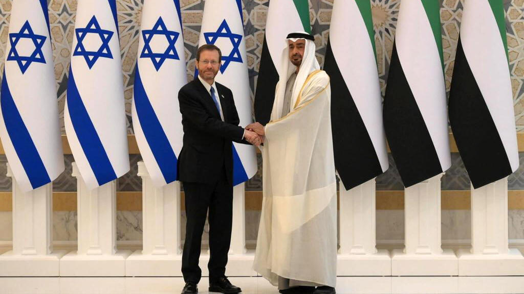 President Isaac Herzog meets with Abu Dhabi's Crown Prince Sheikh Mohammed bin Zayed al-Nahyan in Abu Dhabi, United Arab Emirates 