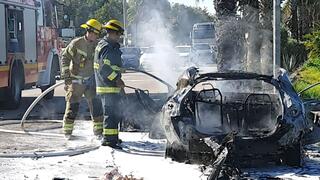 זירת פיצוץ הרכב בכניסה למושב בית שיקמה