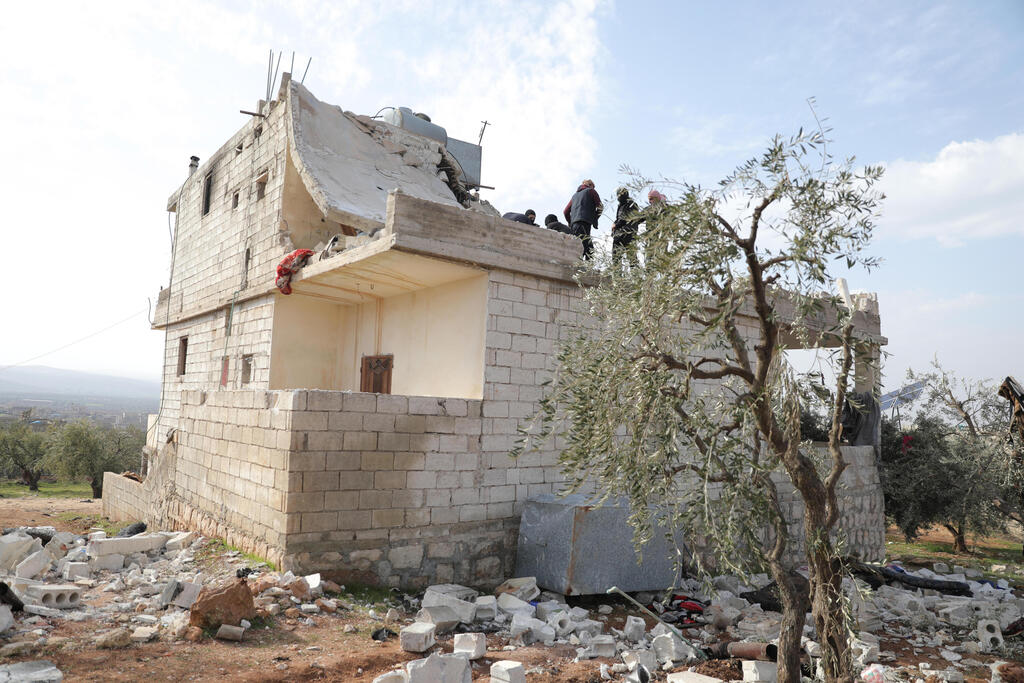 A damaged house is seen after an alleged counterterrorism operation by US Special forces in the early morning in Atma village in the northern countryside of Idlib, Syria, 03 February 2022