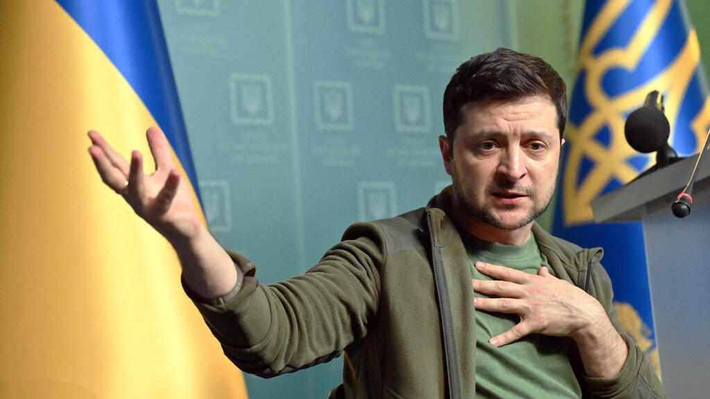 וולודימיר זלנסקי מסיבת עיתונאים מלחמה רוסיה אוקראינה