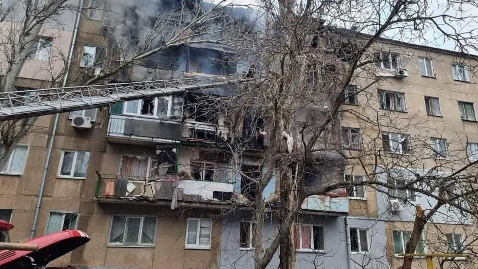 הרס לאחר תקיפת צבא רוסיה במיקולאייב, אוקראינה