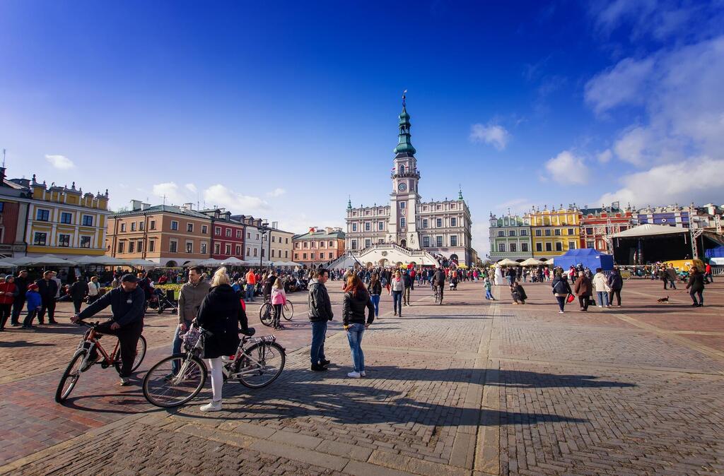 Zamość, Poland city center (Photo: The Media Line) Zamość, Poland city center