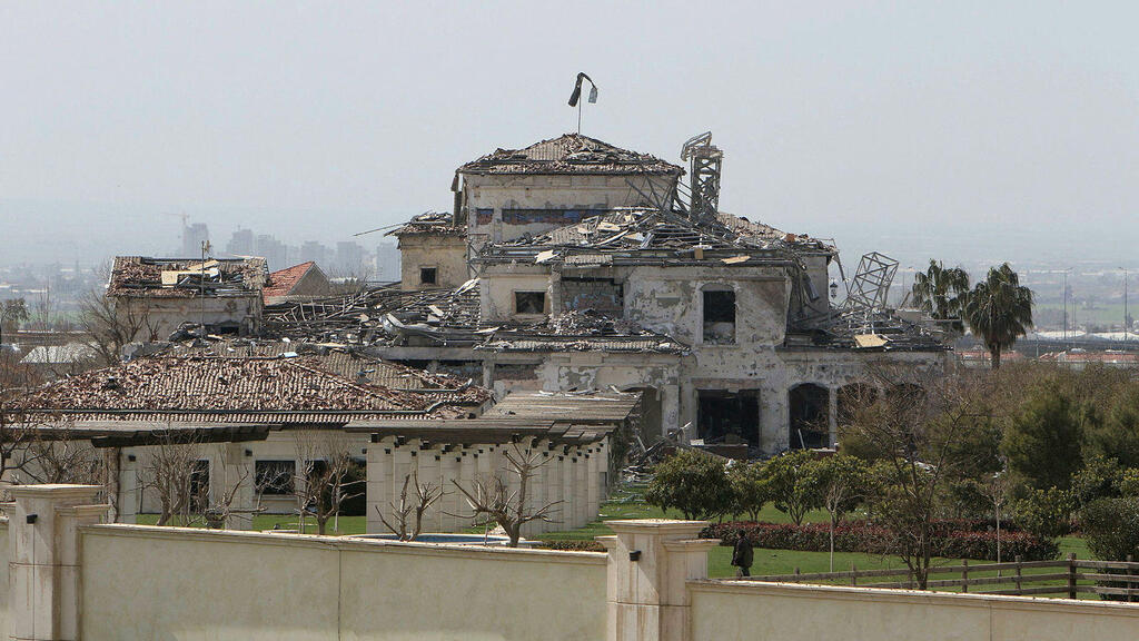 View of a damaged building in the aftermath of missile attacks in Erbil, Iraq 