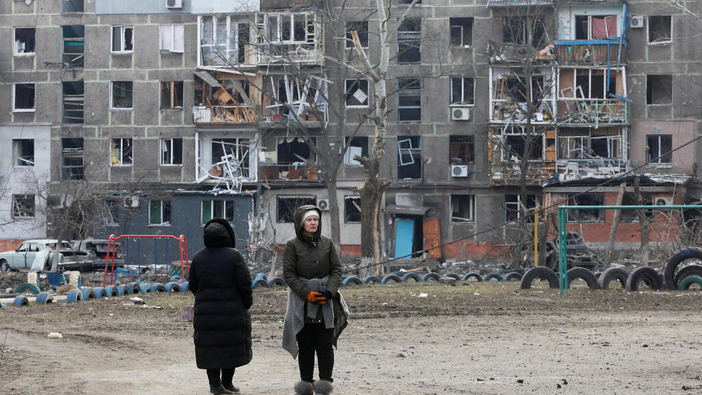 A residential building in Mariupol after it was destroyed by Russian bombing 