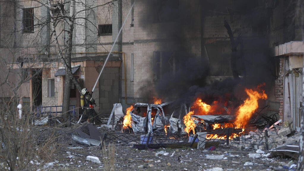 Aftermath of Russian bombing in a residential area of Kyiv 