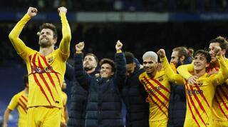 שחקני ברצלונה חוגגים