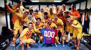 שחקני ברצלונה חוגגים