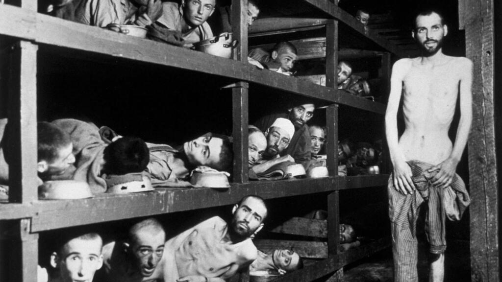 Jewish captives at the Buchenwald concentration camp.