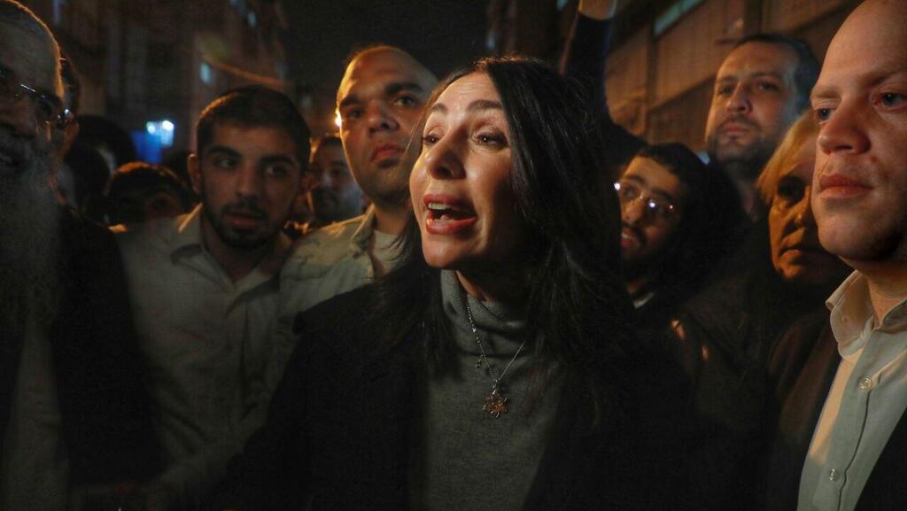 Likud lawmaker Miri Regev at the site of the deadly terror attack on Tuesday (Photo: Dana Kopel) הזירה בבני ברק