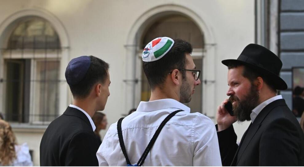 Hungarian Jews celebrate the opening of a new synagogue in Budapest on Aug. 27, 2021 