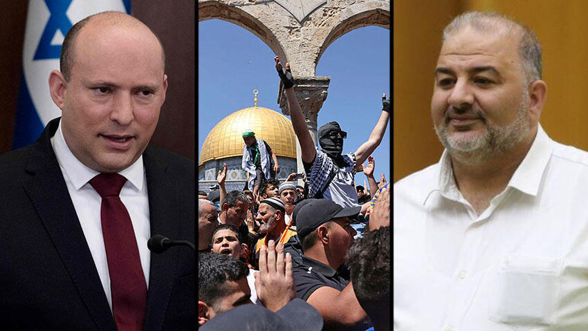 Prime Minister Naftali Bennett, Palestinians riot at Temple Mount, Ra'am party leader Mansour Abbas 