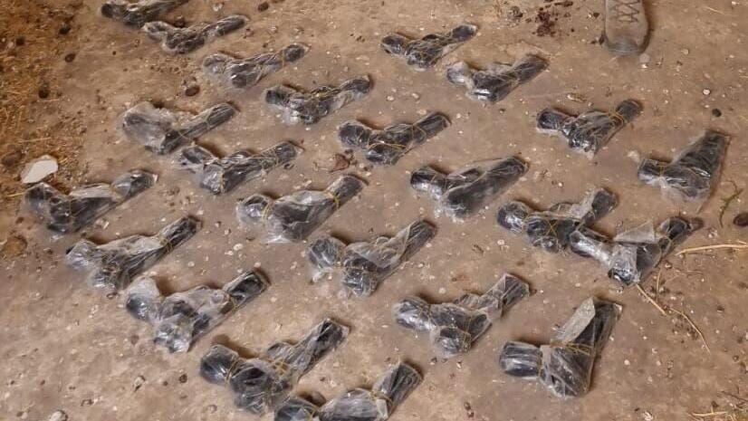 Some of the guns seized near the Jordanian border, April 25 (Photo: Israel Police) הנשקים שנתפסו