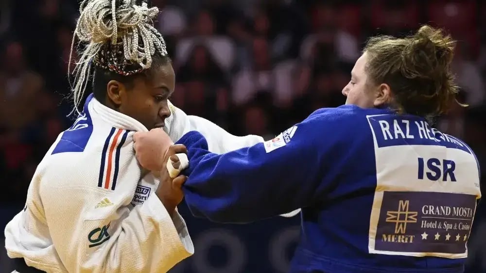 rance's Romane Dicko (white) and Israel's Raz Hershko compete in the European Judo Championships 2022 at the Armeets Arena in Sofia, Bulgaria on May 1, 2022.