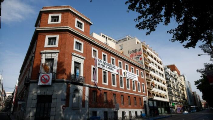 The building known as “The Ungovernable,” which is to become the Jewish museum of Madrid, is pictured when it was still illegally occupied by far-left activists, July 4, 2019 