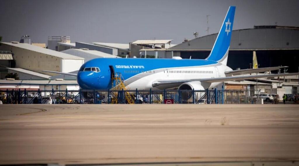 The official airplane of the Israeli Prime Minister “Knaf Zion” or “Wing of Zion”, is seen parked at the Ben Gurion International Airport 
