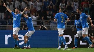 פלגריני ושחקני איטליה חוגגים