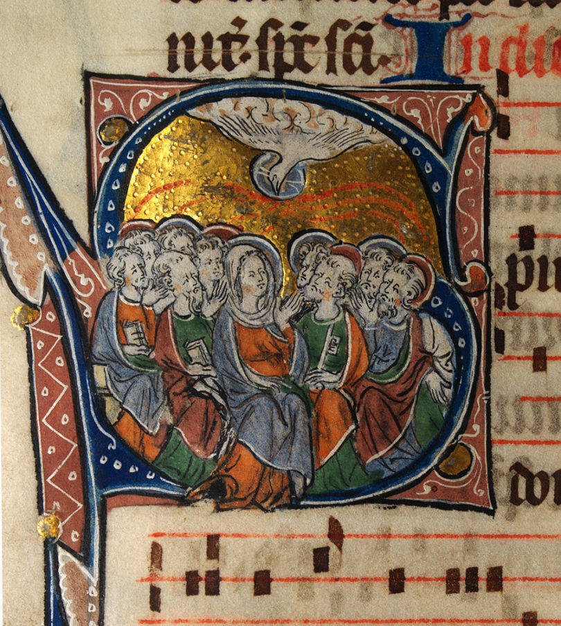 The Pentecost depicted in a parchment Missal, circa 1310-1320, originating from East Anglia 