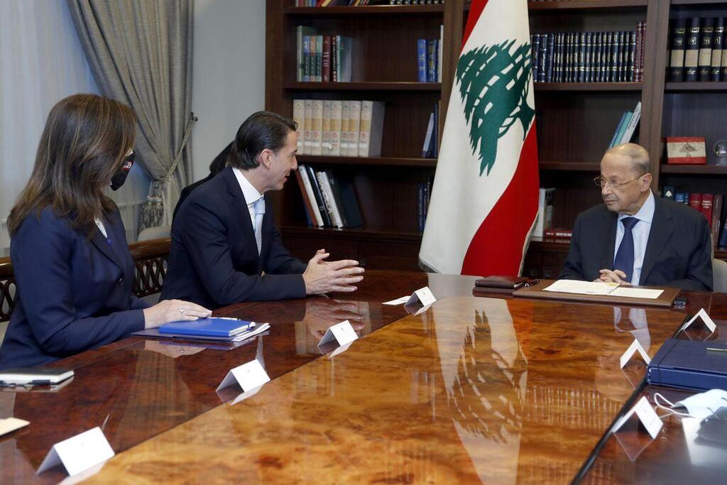 U.S. mediator Amos Hochstein meets Lebanon's President Michel Aoun last October 