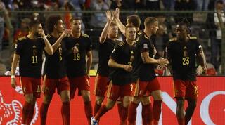 שחקני נבחרת בלגיה חוגגים