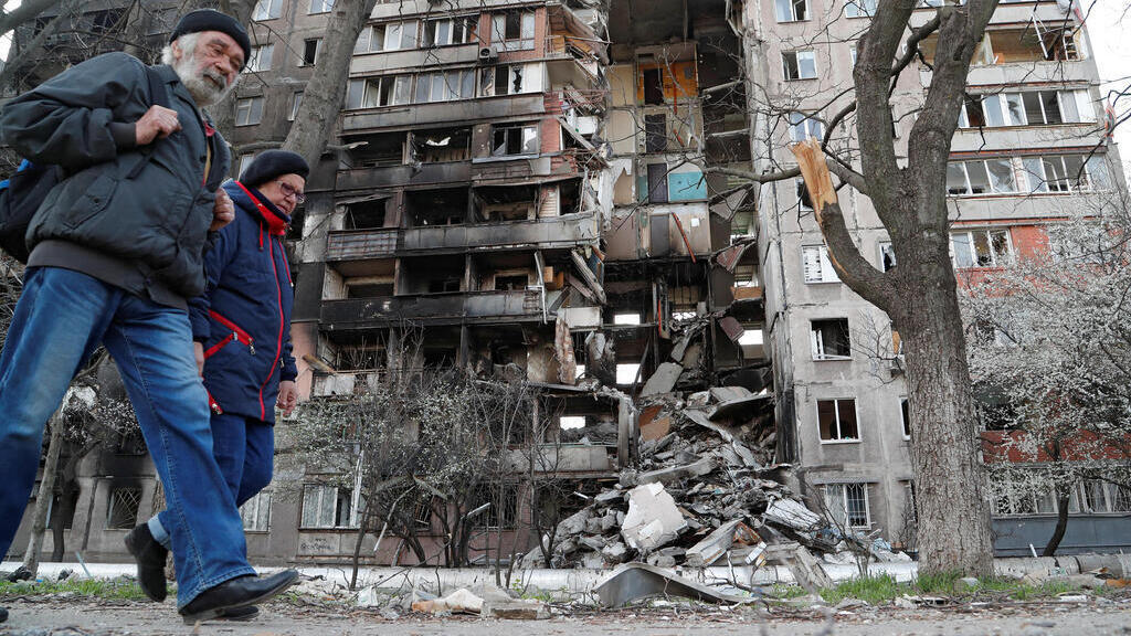 aftermath of Russian bombing in Ukraine 