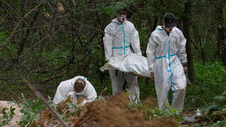 קבר אחים ב יער במחוז קייב אוקראינה 