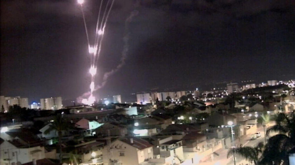 Archive picture of an Iron Dome system activated to intercept a rocket from Gaza in April 