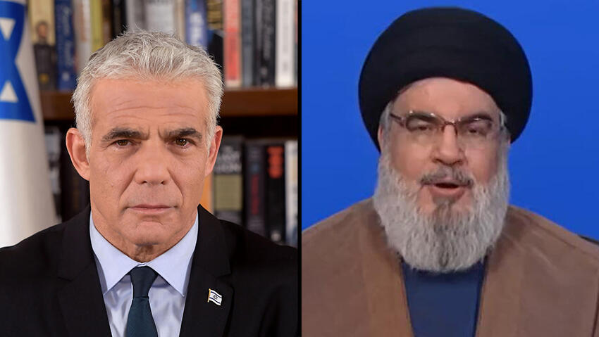 Prime Minister Yair Lapid and Hassan Nasrallah 