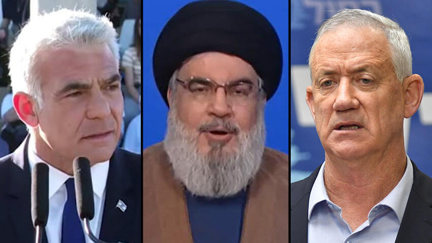 Yair Lapid, Hassan Nasrallah, Benny Gantz 