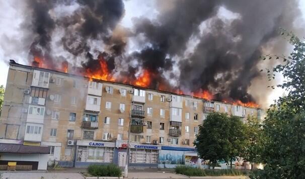 Горящий дом в Авдеевке