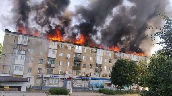 Горящий дом в Авдеевке