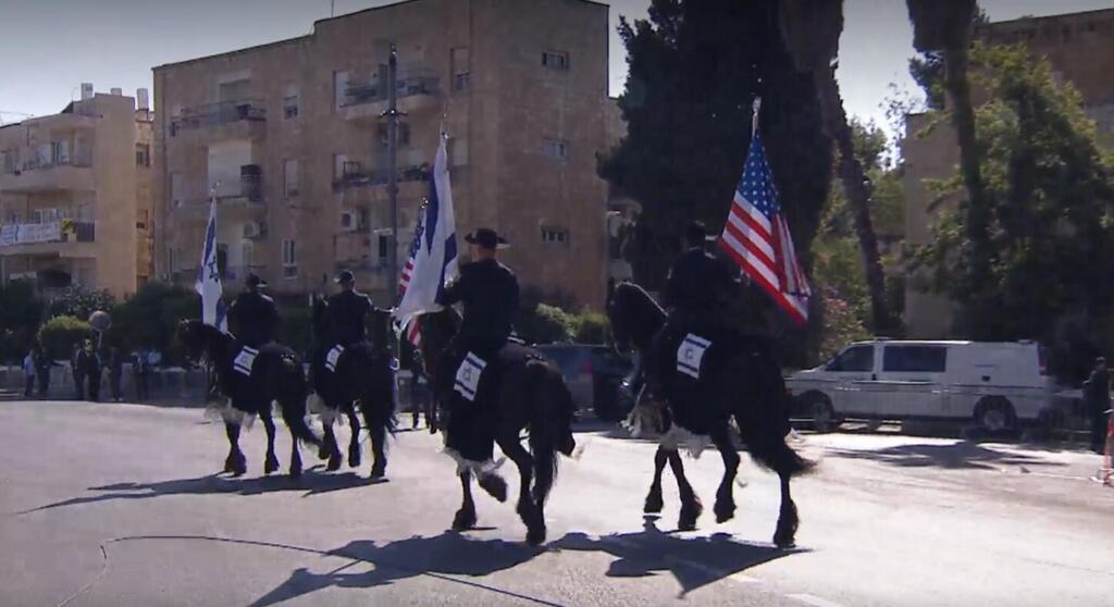 Horseback cavalcade escorting Biden to presidential residence in Jerusalem 