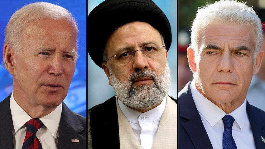 U.S. President Joe Biden, Iranian President Ebrahim Raisi and Prime Minister Yair Lapid 