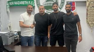 יואל אבוחצירא עם צחי שלטי, שמעון אבוחצירא ואחמד יזבק מנהל אחי נצרת