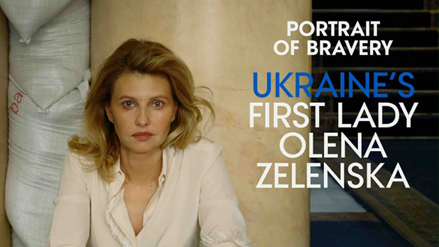 הגברת הראשונה של אוקראינה אולנה זלנסקה רעייתו של הנשיא זלנסקי בשער מגזין ווג