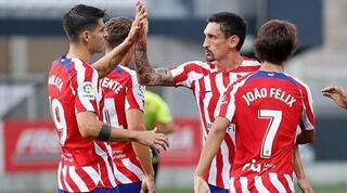 שחקני אתלטיקו מדריד חוגגים עם מוראטה