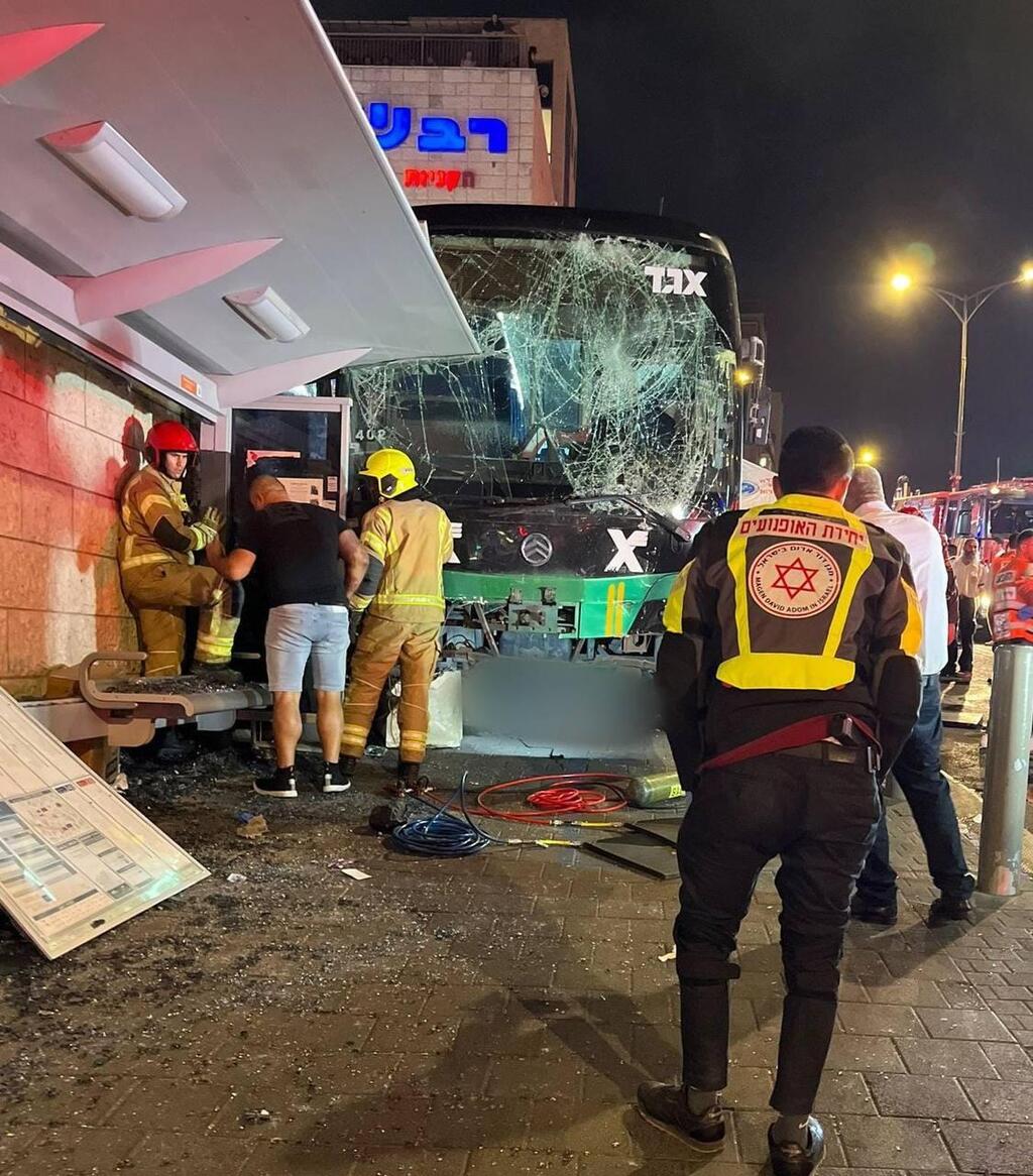 Scene of deadly bus crash in Jerusalem on Thursday 