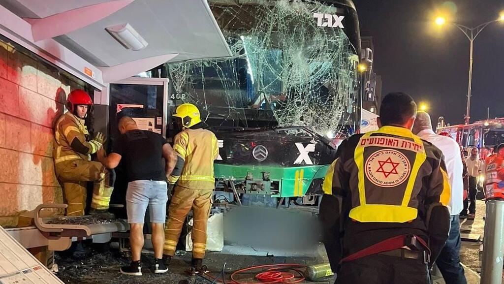 Scene of deadly bus crash in Jerusalem on Thursday 