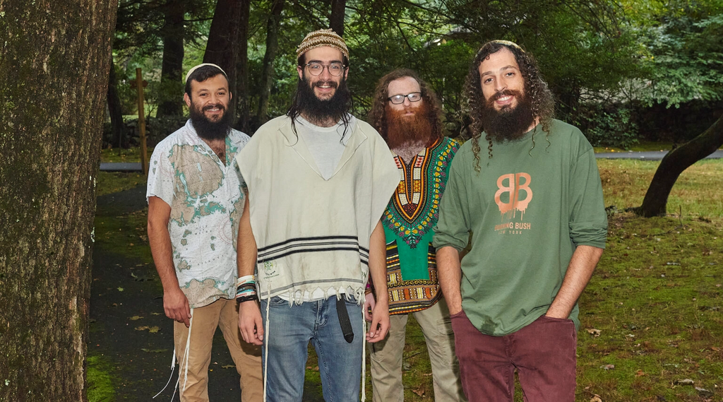 The members of Shlepping Nachas are, from left, Avraham Dovid Trachtenberg, Simchi Skaist, Yekusiel Adler and Yedidya Steinberg 