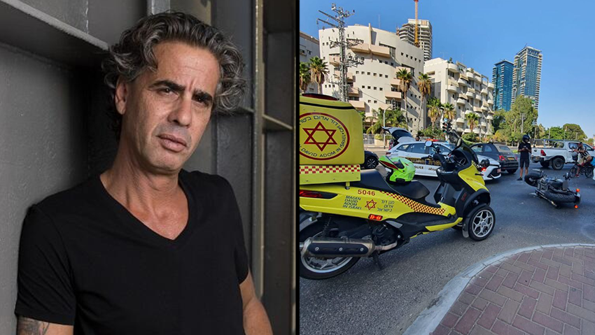 Ниро Леви и место аварии (Фото: Таль Шахар, МАДА) זירת התאונה בתל אביב