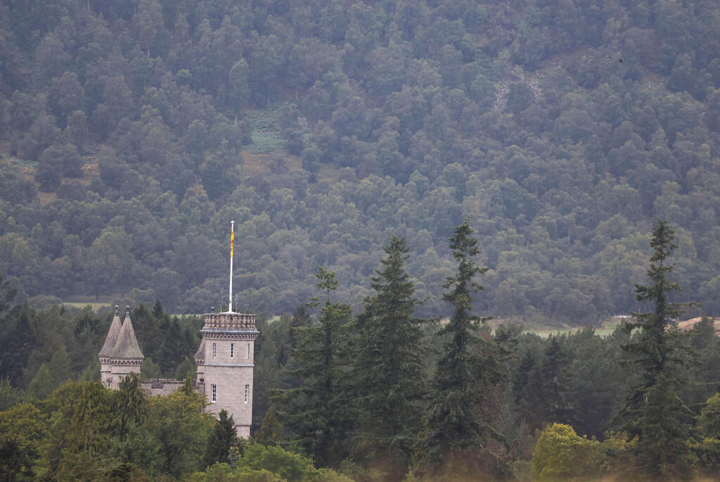 A flag flies on a post at Balmoral Castle, amid concerns over Britain Queen Elizabeth's health