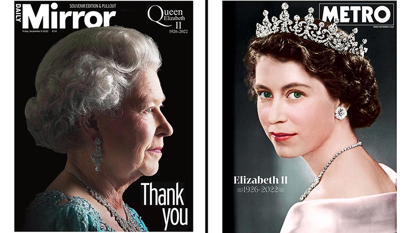 בריטניה מות המלכה אליזבת השנייה עמודי השער מטרו ו מירור