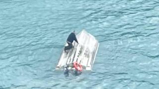 אדם על סירה שהתהפכה ליד קאיקורה ב ניו זילנד לפי החשד בשל התנגשות עם לווייתן