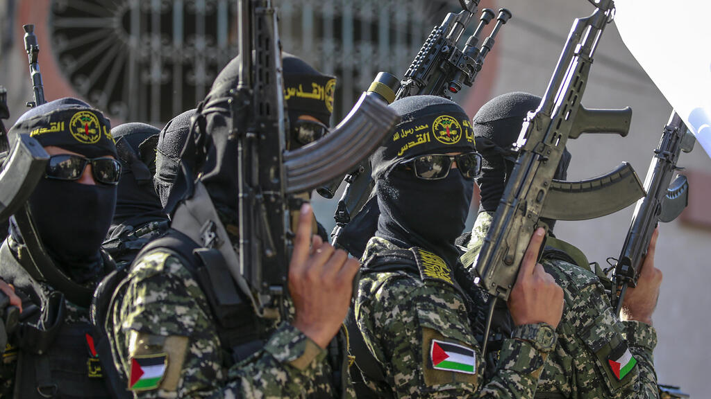 PIJ terrorists in Gaza (Photo: EPA) גדודי אל-קודס בעזה