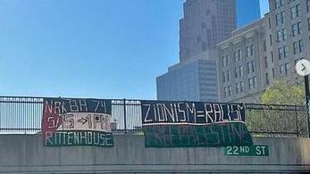 Zionism is racism sign at Drexel University
