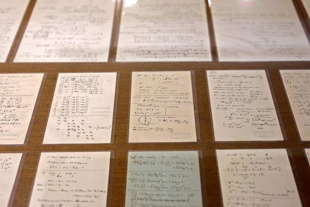 Albert Einstein’s manuscript pages currently on display in the Givat Ram Hebrew University of Jerusalem