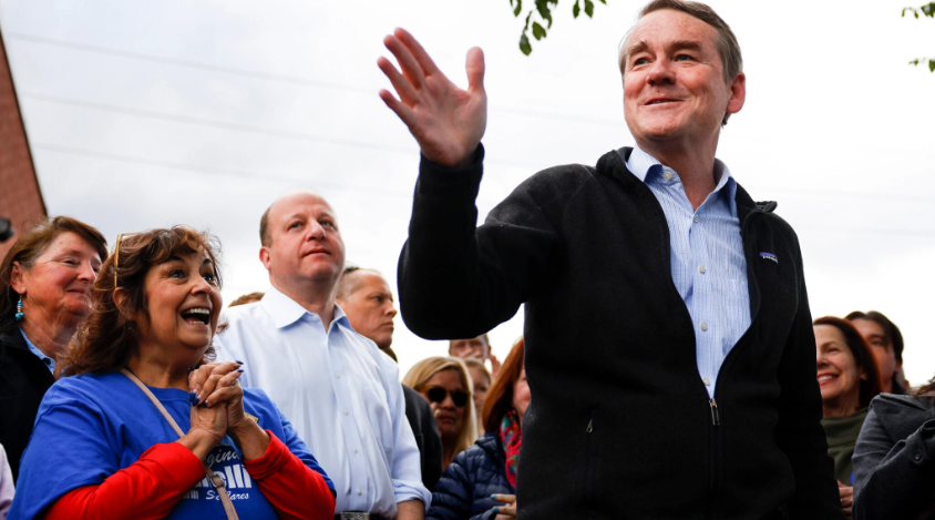 Michael Bennet of Colorado speaks to supporters at a rally outside Mountain Toad Brewing in Golden, Colorado, Oct. 26, 2022 (Photo: Michael Ciaglo/Getty Images via JTA) Michael Bennet of Colorado speaks to supporters at a rally outside Mountain Toad Brewing in Golden, Colorado, Oct. 26, 2022