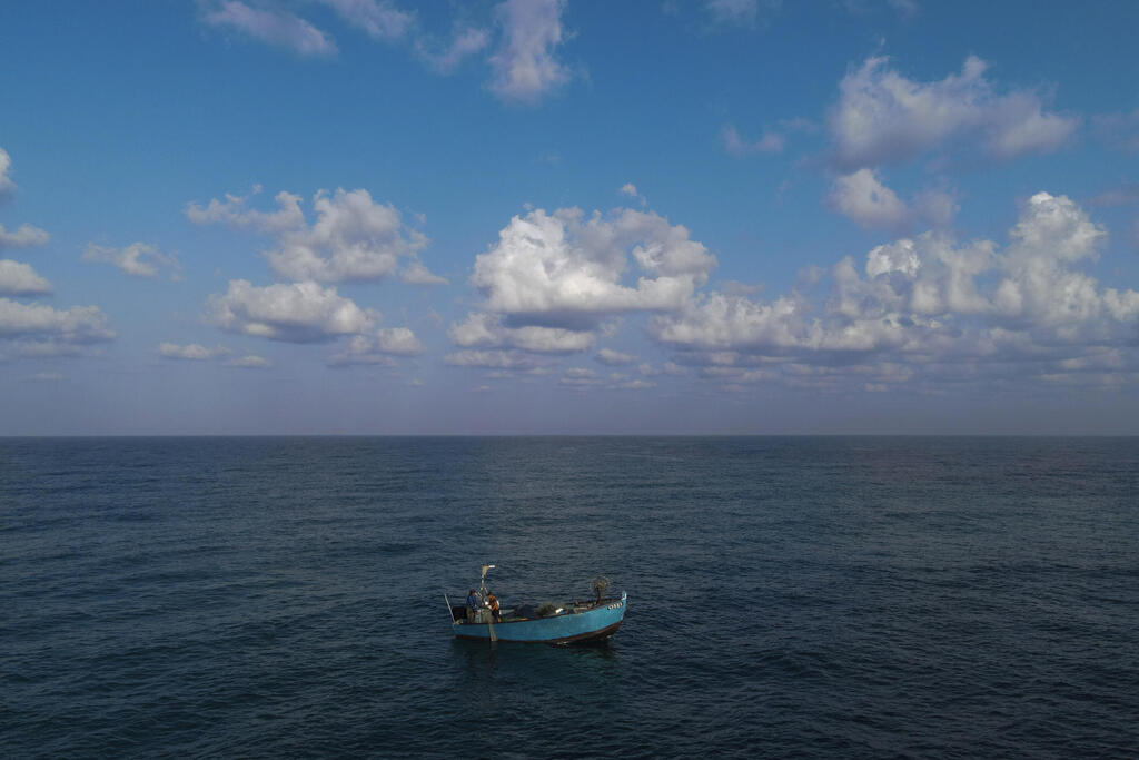 A lone boat off the coast of northern Israel 